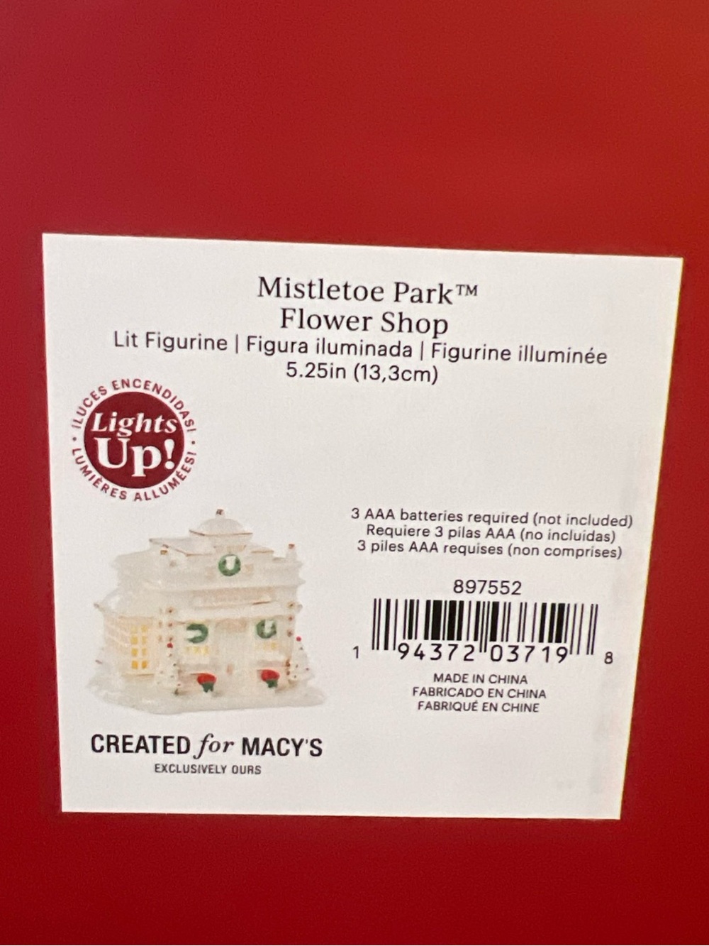 Lenox Mistletoe Park Flower Shop Holiday Lighted Figurine - White, Green, Red
